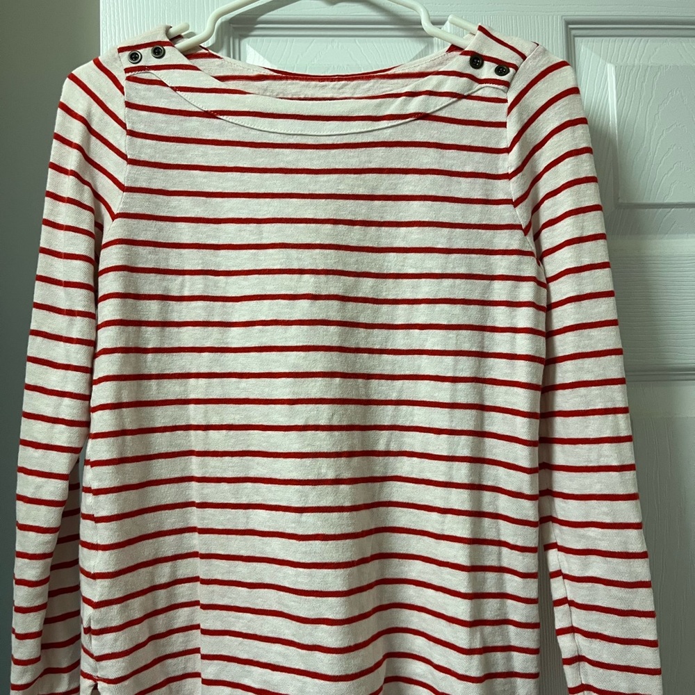 LOFT Red and White Striped Top